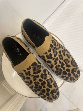 Blondo Leopard Knit Slip-On Sneakers in Tan and Black